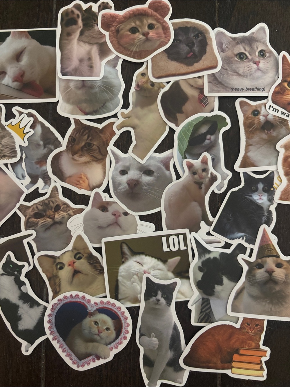 30 Pcs Funny Cat Meme Stickers Lot - Cute Vinyl Waterproof Stickers - Picture 2 of 2